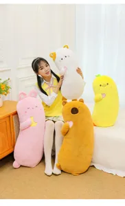 Cute cartoon animal long plush pillow, soft stuffed toy for sleeping, sweet bedroom decor gifts.