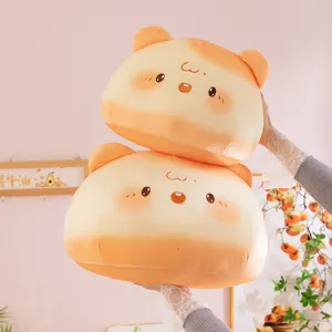 Cute cartoon bread hamster plush pillow soft stuffed animal toy for bed and room decor