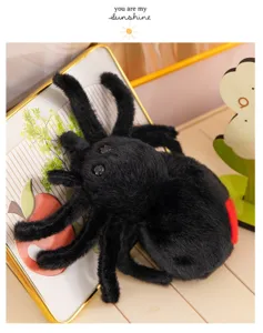 Cute simulation small spider plush toy, soft stuffed insect doll for kids and baby gift.