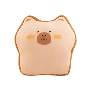 Mignon coussin en peluche pain toast capybara, douce peluche pour canape bureau lit.