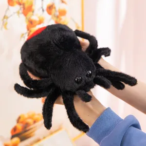 Cute black spider plush toy simulation stuffed insect doll soft baby soothing toy 8 inch