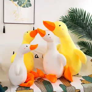 Cute plush duck toy soft stuffed animal hug pillow cute yellow white duck doll home decor