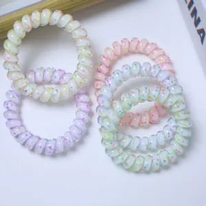 Colorful dotted spiral hair ties, high elasticity seamless hair bands for daily styling.