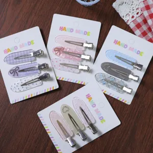 Korean sweet cute acrylic hair clips set, colorful plaid side clips for women daily use.