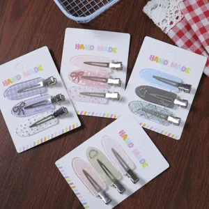 Korean sweet cute acrylic duckbill hair clips set, fashionable hair accessories for women girls