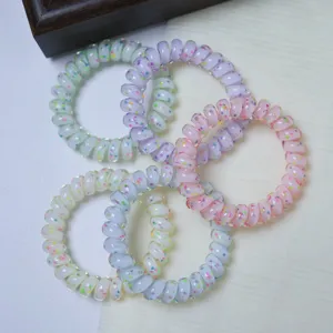 Casual Polka Dot Telephone Cord Hair Ring High Elastic Traceless Hair Ties Resin Spiral Hair Bands For Women Daily Hair Accessories