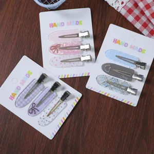 Korean style sweet cute hairpin set for women and girls, acrylic side clip sweet hair accessories