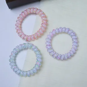 Colorful polka dot telephone wire hair ties, high elasticity seamless hair accessories for daily wear.