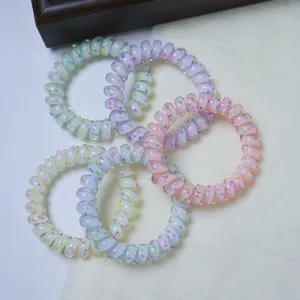 Colorful polka dot spiral hair ties high elasticity seamless phone cord hair bands