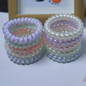 Colorful spiral hair ties with cute polka dots and pearlescent finish, high elasticity.