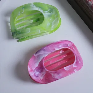 Bunte gebogene flache Haarklammer Set, elegante Harz Spange für Damen tägliches Haarstyling.