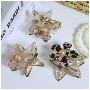 Acetate flower pentagram hair claw clip stylish shark clip for women elegant hair accessory