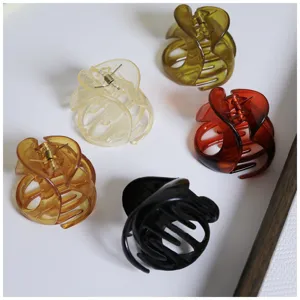 Medium irregular hair claw clips set of 5 resin shark clips for women ponytail and bun styling.