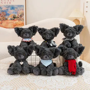 Adorable peluche de gato Devon Rex con babero y accesorio de cámara, suave regalo de cumpleaños