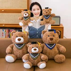 Abschluss Teddybär Plüschtier mit Doktorhut und Schal, süße weiche Puppe für Schüler Andenken.