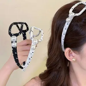 Perlen Polka Punkte Haarreif, stilvolles handgemachtes Stoff gewickeltes Haaraccessoire Alltag.