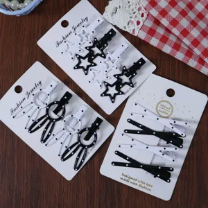 Cute black and white polka dot hair clips set, sweet style side hairpins for women and girls.