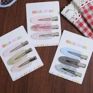 Korean sweet hair clips set cute rhinestone bow side clip hair accessories for women