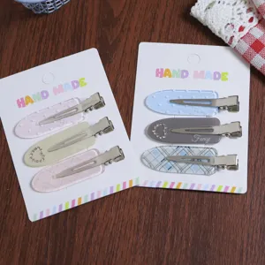 Korean style sweet cute side hair clips set, snap clips for bangs and daily hair styling.