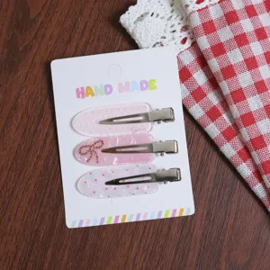 Korean sweet pink hair clips set for women, cute resin snap side clips, non-damage hair accessories.