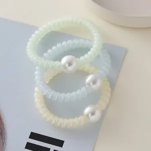 Elastici per capelli a spirale jelly con perla finta, accessori minimalisti per acconciature.