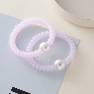 Crine elastico per capelli filo telefono perlinato gelatina dettaglio, grazioso bracciale.