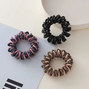 Set di 3 elastici per capelli a spirale, elastici colorati a filo di telefono per styling quotidiano.