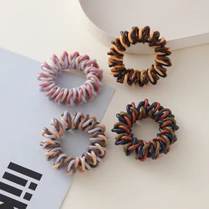 Elastici per capelli a spirale intrecciati multicolore, elastici filo di telefono.