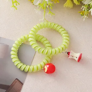 Dolce Elastico per Capelli Frutta Plastica Resina Cavo Telefonico Scrunchie Carino Cuore Mela Fascia per Capelli Accessori Giornalieri per Donna