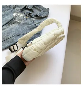 Women Puffer Cloud Crossbody Bag Lightweight Quilted Pleated Chest Bag Casual Handbag