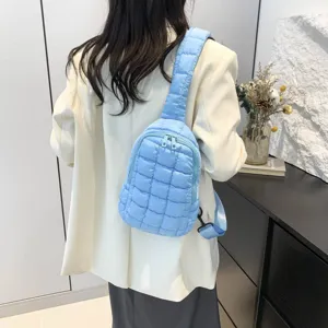 Women quilted puffer crossbody bag lightweight cloud sling bag casual shoulder handbag