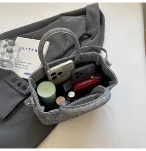 Grijze denim handtas schoudertas retro mode voor dagelijks gebruik stijlvol ontwerp