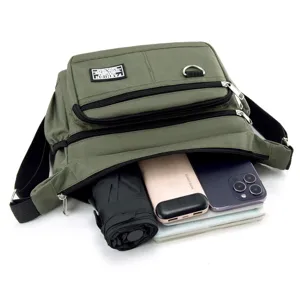 Men's Casual Nylon Crossbody Bag Multi-layer Messenger Bag with Large Capacity Daily Use