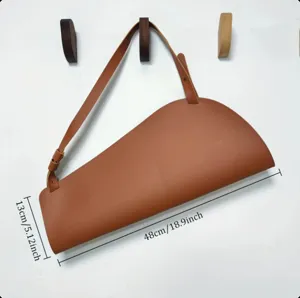 Leren boeket cadeautas bruin halve maan bloemverpakking decoratieve handtas opbergtas