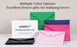 Mahjong card storage bag artificial leather travel gift box multiple color options detail view