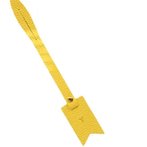 Yellow PU leather bag charm with initial letter Y design, stylish luggage tag pendant accessory.