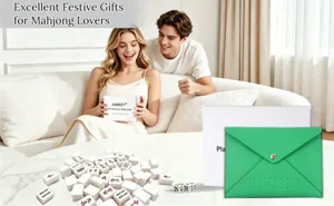 PU Leather Mahjong Card Storage Bag Envelope Pouch Portable Travel Gift Organizer Green
