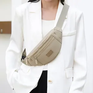 Women's casual nylon crossbody sling bag, solid color crescent chest pack for daily wear.