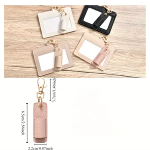 Estuche portalápices de cuero PU llavero mini bolsa de almacenamiento de lápiz labial portátil