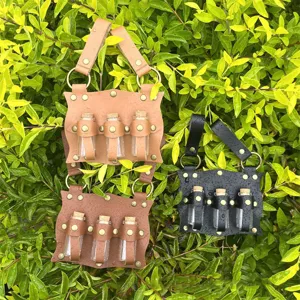 Mittelalter Vintage Leder Trank Flaschenhalter Halloween Cosplay Kostüm Requisite Mit Glasflaschen Retro Zubehör