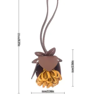Pendentif sac fleur en cuir, accessoire sac à main pompon, charm floral mignon