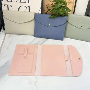 PU leather trifold notebook A5 multi-function notepad folder document storage bag.