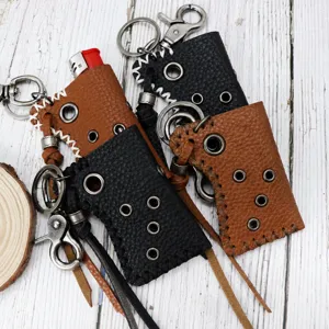 Étui en cuir vintage pour briquet housse porte-clés faite à la main avec œillets métalliques