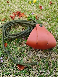 Outdoor herders sling tas met dik leer en groen paracord touw voor jacht outdoor
