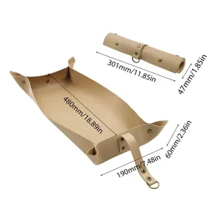 Water-resistant thick leather gardening mat for potted plants repotting tray detail view