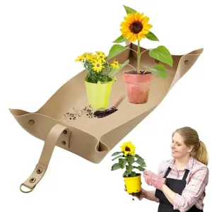 Waterproof Thickened Leather Gardening Mat Portable Repotting Tray for Indoor Plants