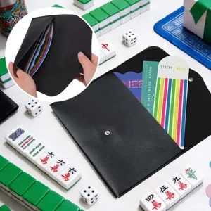 Porta carte mahjong in pelle nera custodia protettiva per giochi irregolari borsa portaoggetti