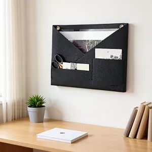 Organisateur de fichiers mural en cuir PU, sac de rangement suspendu pour bureau et maison.
