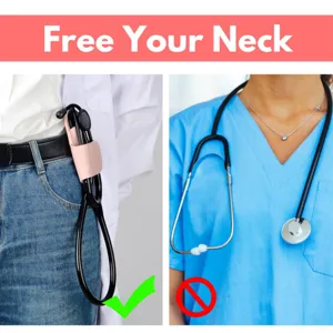 Portable leather stethoscope holster for medical professionals, waist clip design for easy access.