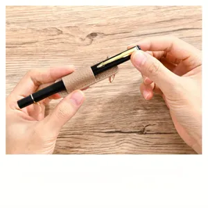 Portabolígrafos de cuero portátil con llavero, estuche de bolsillo compacto de oficina.